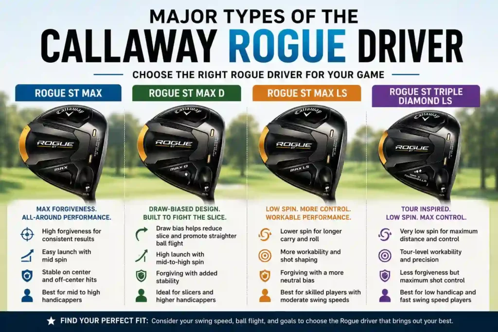 Major Types of the Callaway Rogue Driver